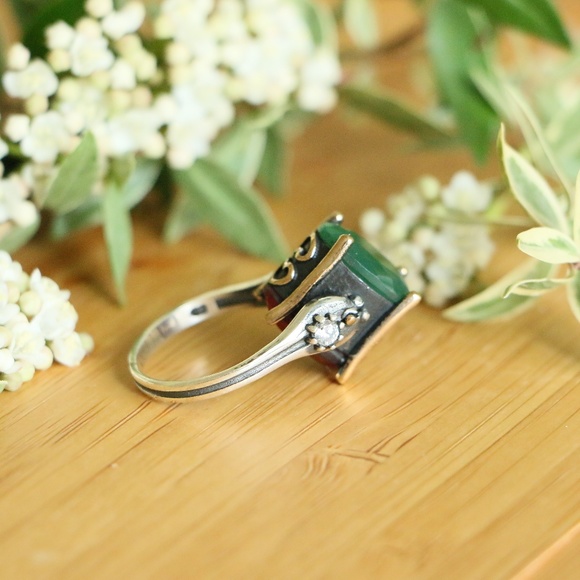 Grand Bazaar Jewelers Jewelry - Sterling Silver Jade Stones Revers Rings